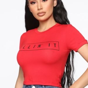 Fashion Nova | Killin It Crop Tee | Red | XS or S